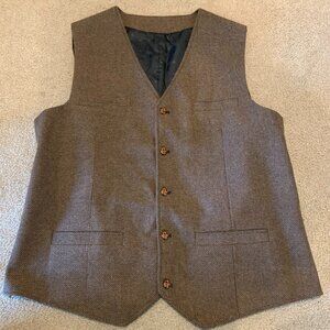 Ceehuteey Mens Suit Vest Waistcoat Tweed Retro V Neck Wool Herringbon